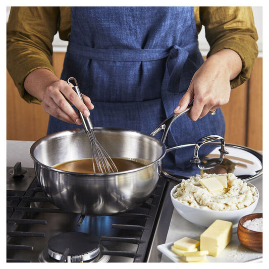 3.5 qt Conic Sauté Pan/Saucier With Lid, 18/10 Stainless Steel